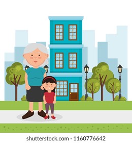 grandmother with granddaughter characters