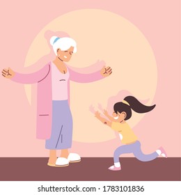 grandmother with granddaughter, happy grandparents day vector illustration design