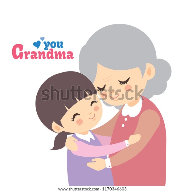 Grandmother Granddaughter Hugging Together Isolated On Stock Vector