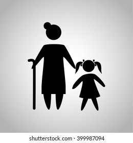 Grandmother with granddaughter icon