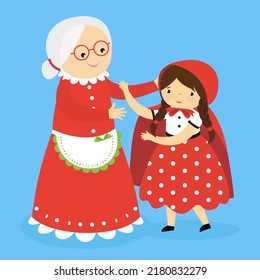 grandmother and granddaughter in a red cap