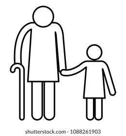 grandmother with granddaughter silhouettes avatars