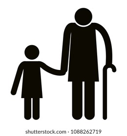 grandmother with granddaughter silhouettes avatars