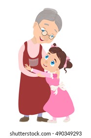 grandmother and granddaughter together. vector illustration