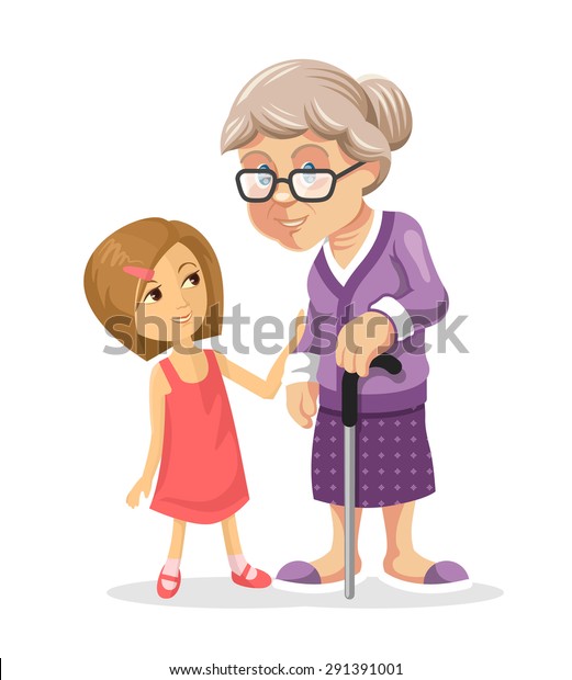Download Grandmother Granddaughter Vector Flat Illustration Stock ...