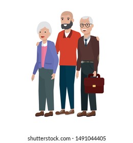 Grandmother and grandfather cartoon design, Old person grandparents avatar senior and adult theme Vector illustration