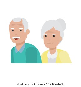 Grandmother and grandfather cartoon design, Old person grandparents avatar senior and adult theme Vector illustration