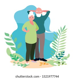 Grandmother and grandfather cartoon design, Old person grandparents avatar senior and adult theme Vector illustration