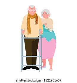 Grandmother and grandfather cartoon design, Old person grandparents avatar senior and adult theme Vector illustration