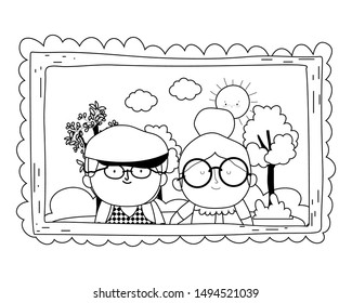 Grandmother and grandfather cartoon vector design