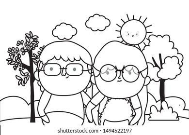 Grandmother and grandfather cartoon vector design