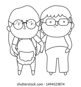 Grandmother and grandfather cartoon vector design