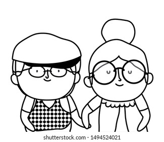 Grandmother and grandfather cartoon vector design