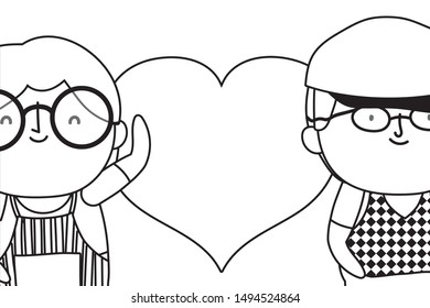 Grandmother and grandfather cartoon vector design