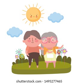 Grandmother and grandfather cartoon vector design vector illustration