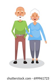 Grandmother and grandfather, isolated on white. Flat style. Grandparents day design.