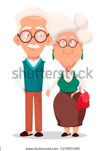 Grandmother Grandfather Together Silver Haired Grandma Stock Vector ...