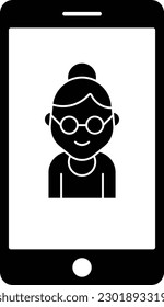 grandmother grandparents phone elderly woman Glyph