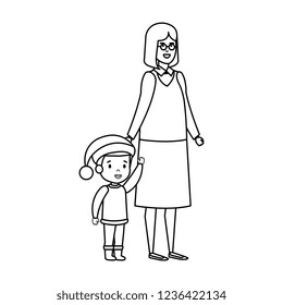 grandmother and grandson with december clothes