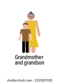 Grandmother and grandson icon can be used for web, logo, mobile app, UI UX