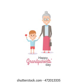 Grandmother with grandson. Vector