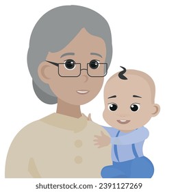 Grandmother with grandson. vector illustration. Flat design. 