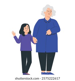 grandmother and grandson walking vector design

