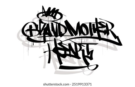 Diseño de estilo de etiqueta de graffiti GRANDMOTHER HEART