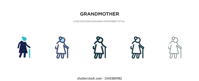 grandmother icon in different style vector illustration. two colored and black grandmother vector icons designed in filled, outline, line and stroke style can be used for web, mobile, ui