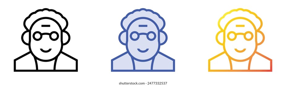 grandmother icon. Linear, Blue Fill and Gradient Style Design Isolated On White Background