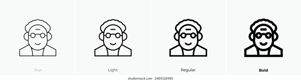 grandmother icon. Thin, Light Regular And Bold style design isolated on white background