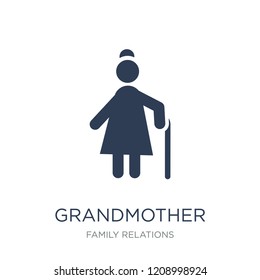 grandmother icon. Trendy flat vector grandmother icon on white background from family relations collection, vector illustration can be use for web and mobile, eps10