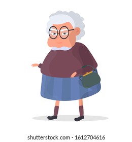 Grandmother isolated on a white background. Vector illustration of a cartoon grandmother.