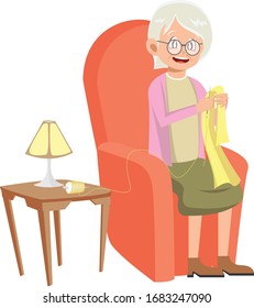 Grandmother knit on her spare time vector illustration
