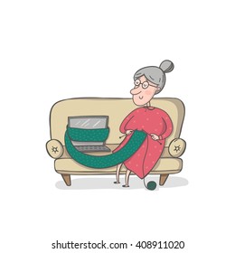 Grandmother knits.