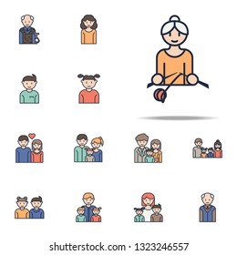 grandmother knitting cartoon icon. Family icons universal set for web and mobile