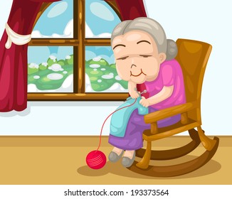 Grandmother knitting vector