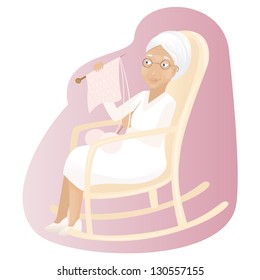Grandmother knitting (vector version)