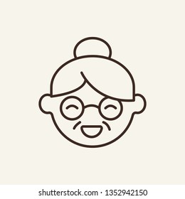 Grandmother line icon. Happy, granny, grandparent. Portrait concept. Can be used for topics like generation, pensioner, expression