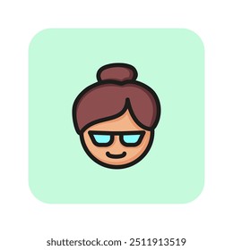 Grandmother line icon. Old woman, glasses, hair bun. Gender concept. Vector illustration can be used for topics like communication, gender identification, sociality