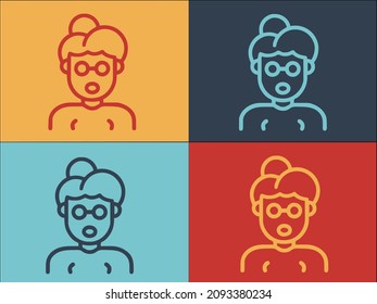 Grandmother Logo Template, Simple Flat Icon of grandmother,woman,family