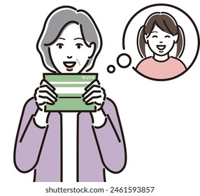 A grandmother looks at her bankbook and thinks of her grandchild