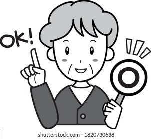 Grandmother with an OK sign