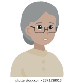 Grandmother. Old woman, grey hair. vector illustration. Flat design. 