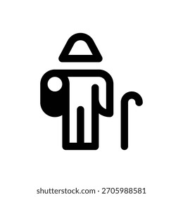Großmutter. Konturenstrichvektorsymbol mit schwarz gefüllten Details.