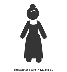 Grandmother in pictogram design, isolated flat icon with black and white colors.