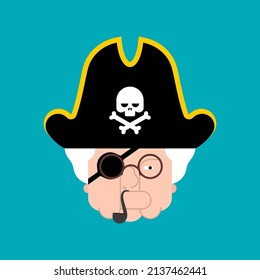 Grandmother Pirate. Grandma filibuster and parrot. Vector illustration