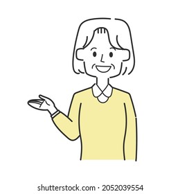 Grandmother reaching out and introducing