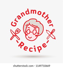 grandmother recipe logo template. logo for restaurant or homemade cooking - vector illustration
