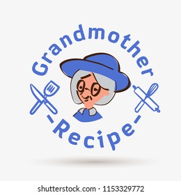 grandmother recipe logo template. logo for restaurant or homemade cooking - vector illustration